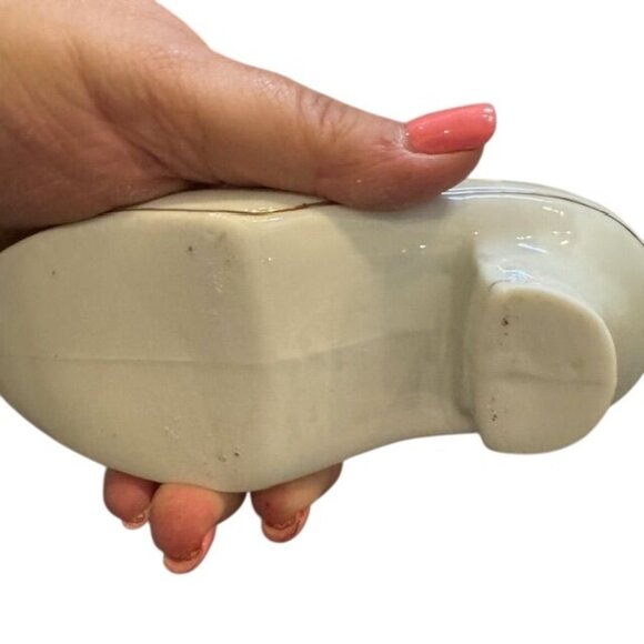 Vintage Ceramic Victorian Style Boot Vase With Floral & Gold Button Detailing - Picture 6 of 8